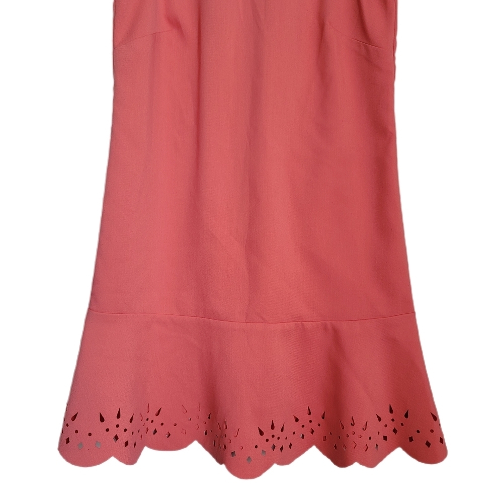 LOFT Dress Size 10P Petite Sleeveless Pink Scoop Neck Eyelet Ruffle Hem - Picture 3 of 6